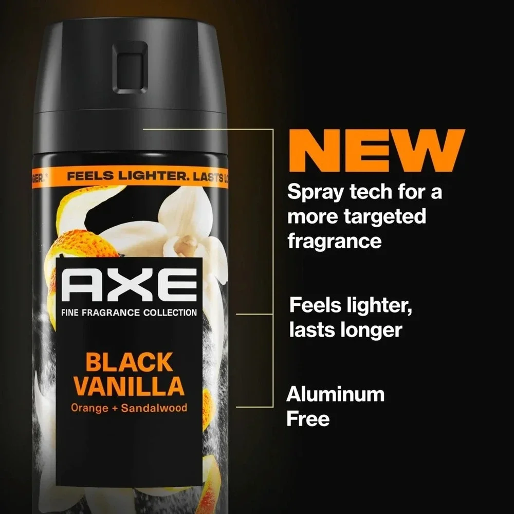 Axe Fine Fragrance Men's Deodorant Body Spray Vanilla Aluminum Free 2.9oz (2 Pk)